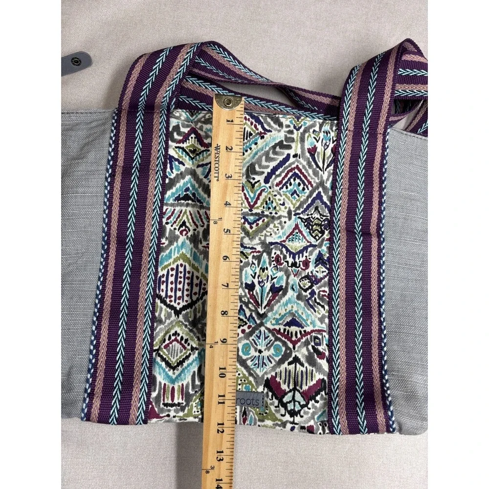 The Sak Sakroots Tote Gray Geometric Catalina Cotton Canvas Double Handles